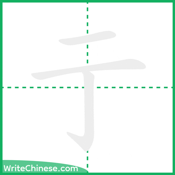 中国語の簡体字「亍」の筆順アニメーション