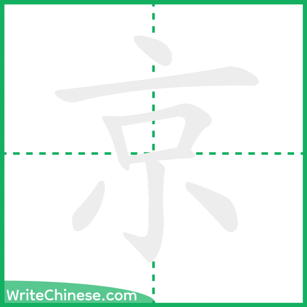 中国語の簡体字「京」の筆順アニメーション