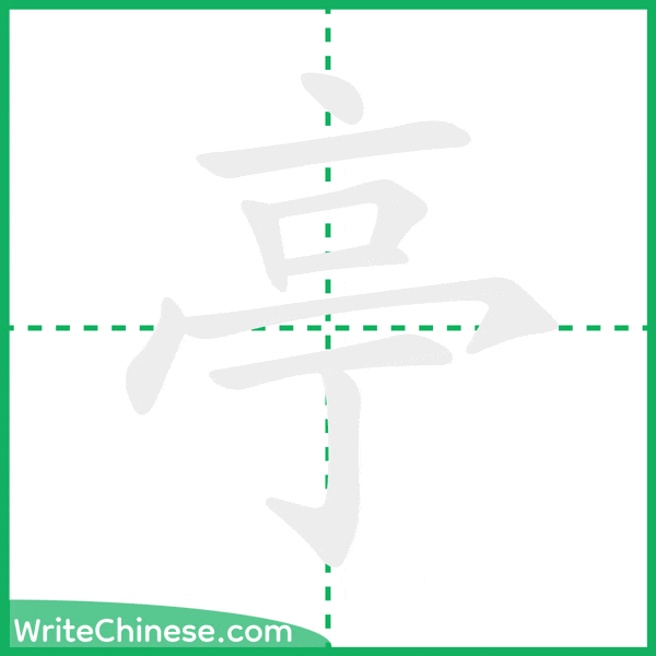 中国語の簡体字「亭」の筆順アニメーション