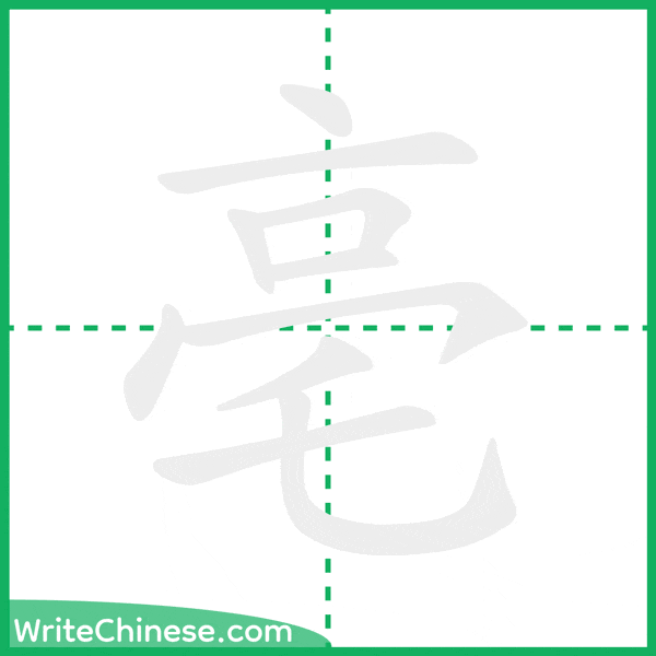 中国語の簡体字「亳」の筆順アニメーション
