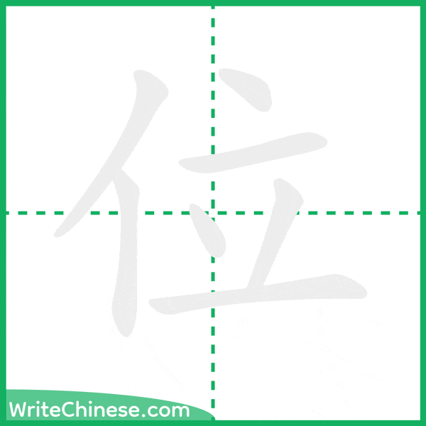 中国語の簡体字「位」の筆順アニメーション