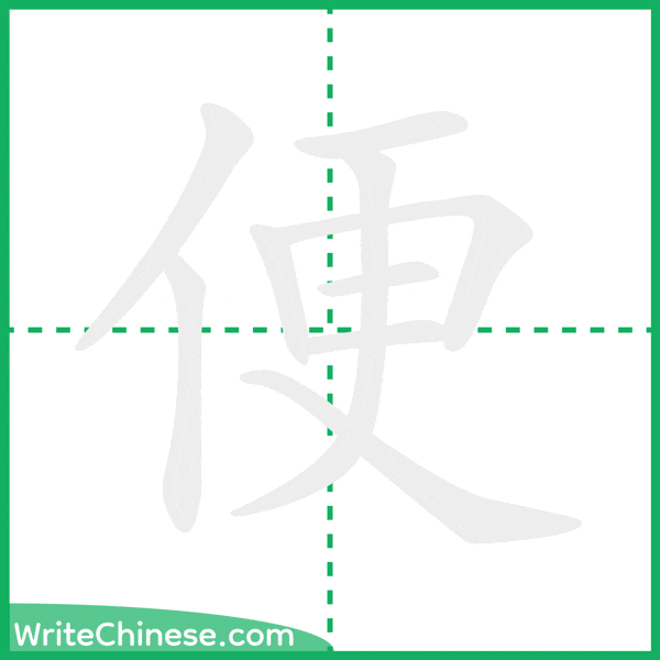中国語の簡体字「便」の筆順アニメーション