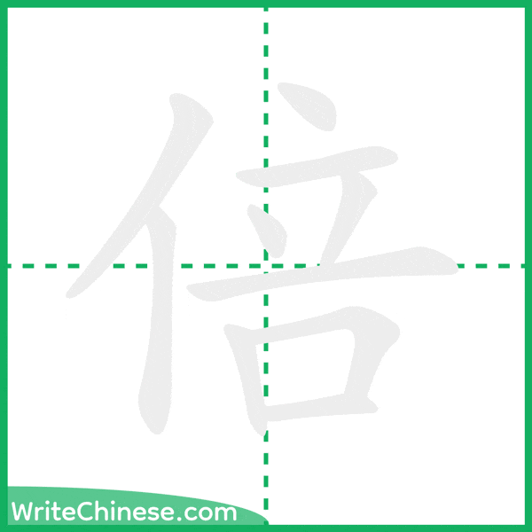 中国語の簡体字「倍」の筆順アニメーション