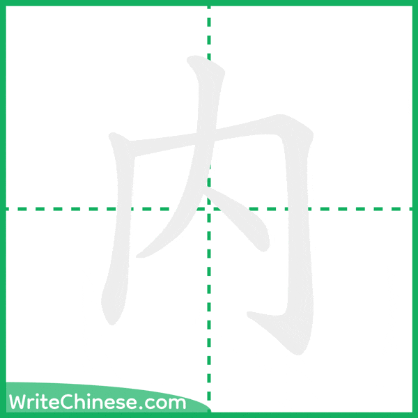 中国語の簡体字「内」の筆順アニメーション
