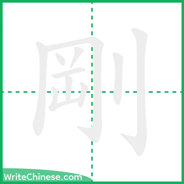 剛 ลำดับขีดอักษรจีน