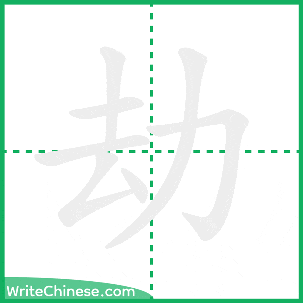 劫 ลำดับขีดอักษรจีน
