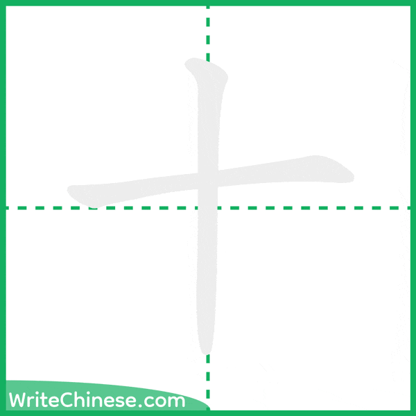 中国語の簡体字「十」の筆順アニメーション