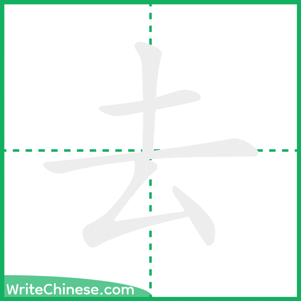 中国語の簡体字「去」の筆順アニメーション