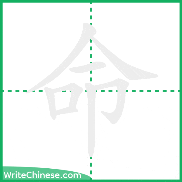 中国語の簡体字「命」の筆順アニメーション