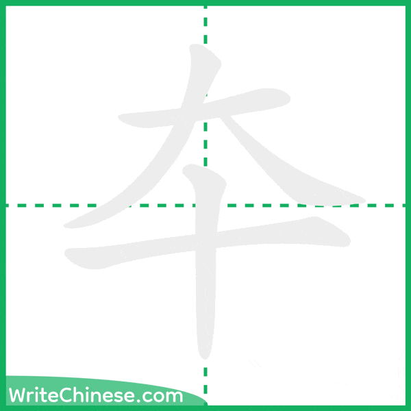 中国語の簡体字「夲」の筆順アニメーション