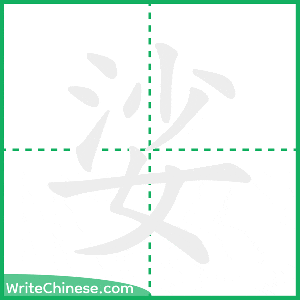 娑 ลำดับขีดอักษรจีน