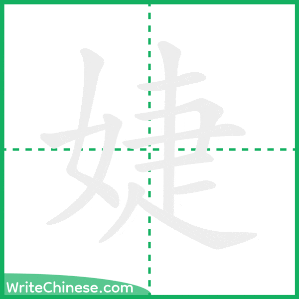 婕 ลำดับขีดอักษรจีน