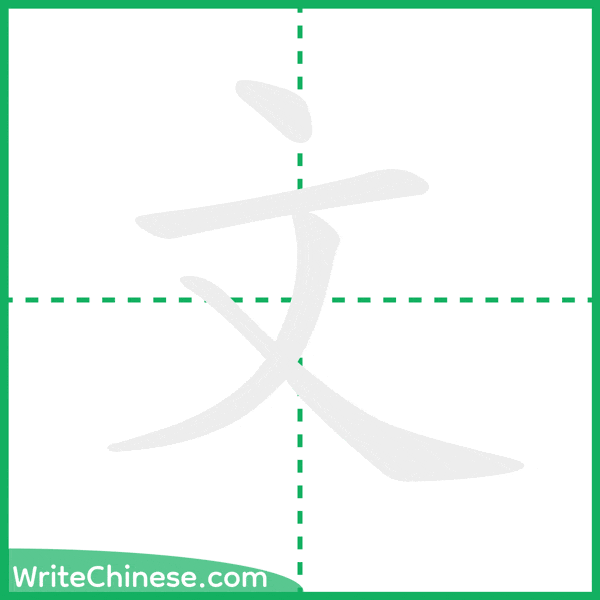 中国語の簡体字「文」の筆順アニメーション
