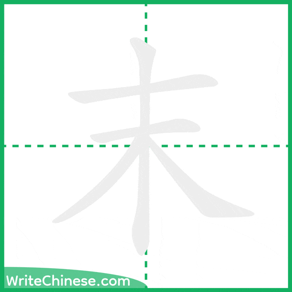 中国語の簡体字「末」の筆順アニメーション