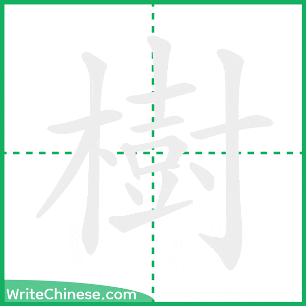 中国語の簡体字「樹」の筆順アニメーション