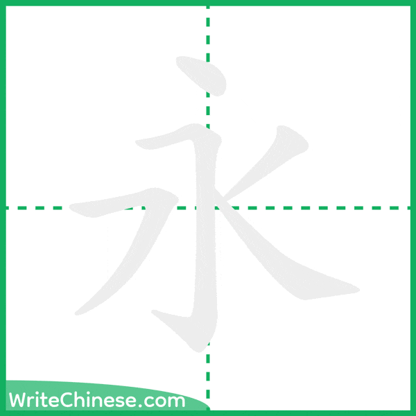 中国語の簡体字「永」の筆順アニメーション