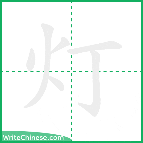 灯 ลำดับขีดอักษรจีน