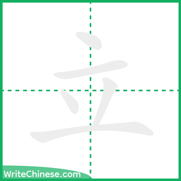 中国語の簡体字「立」の筆順アニメーション