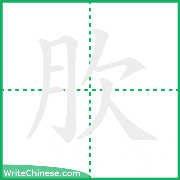 中国語の簡体字「肷」の筆順アニメーション