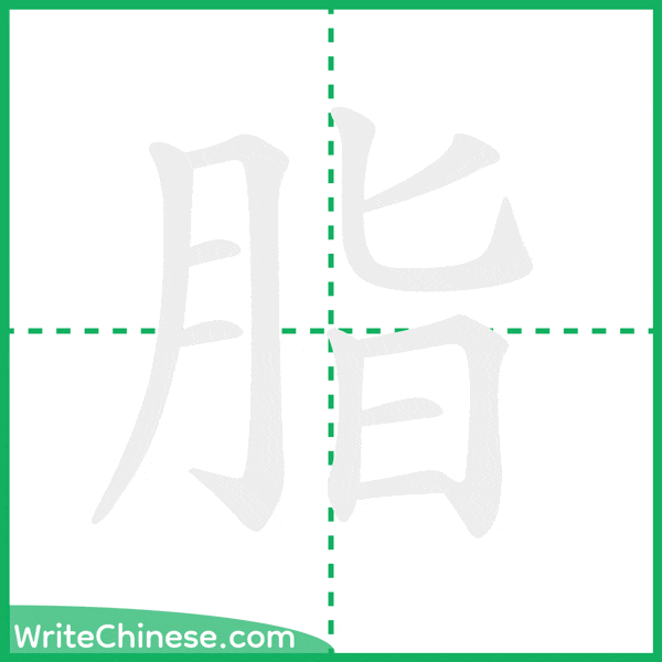 中国語の簡体字「脂」の筆順アニメーション