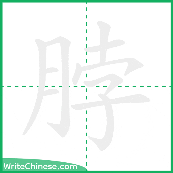 中国語の簡体字「脖」の筆順アニメーション