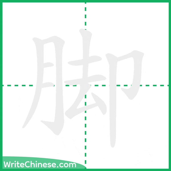 中国語の簡体字「脚」の筆順アニメーション