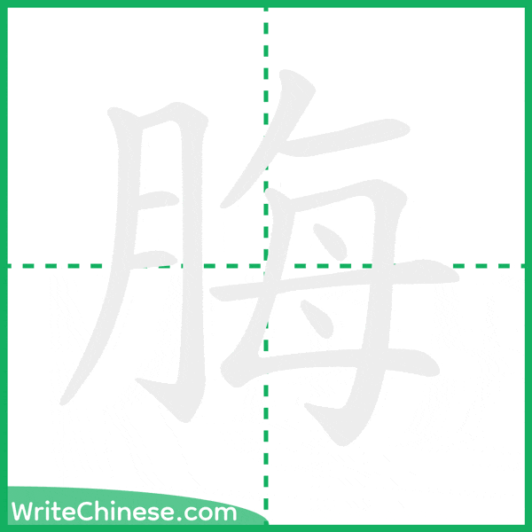 中国語の簡体字「脢」の筆順アニメーション