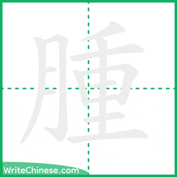 中国語の簡体字「腫」の筆順アニメーション