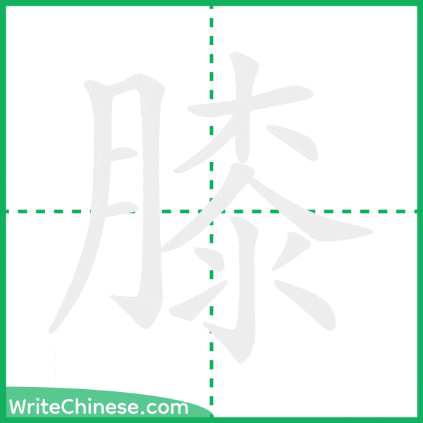 中国語の簡体字「膝」の筆順アニメーション
