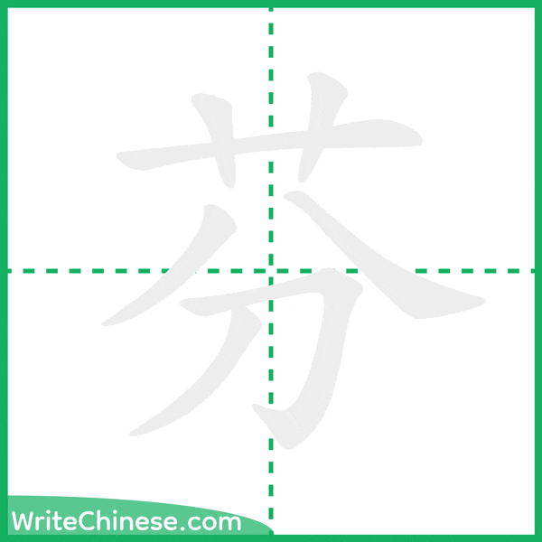 中国語の簡体字「芬」の筆順アニメーション