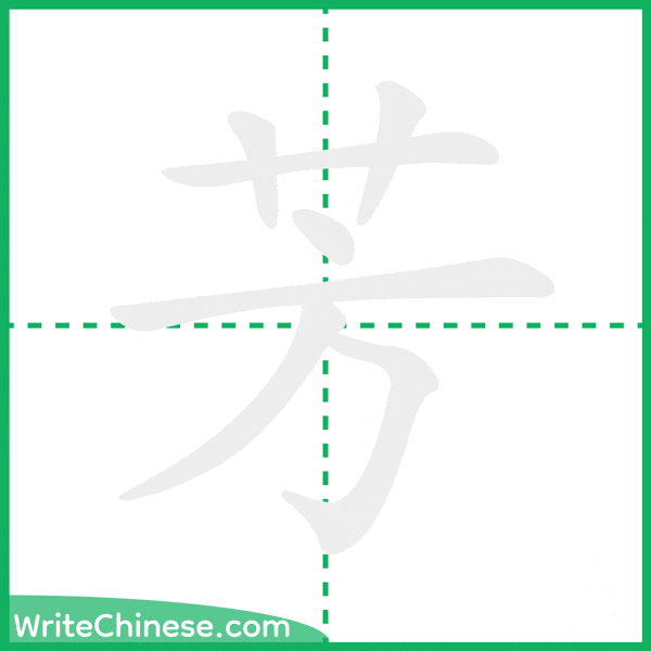 中国語の簡体字「芳」の筆順アニメーション