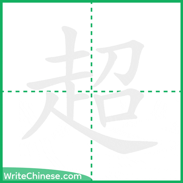 中国語の簡体字「超」の筆順アニメーション