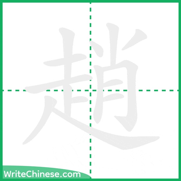 趙 ลำดับขีดอักษรจีน