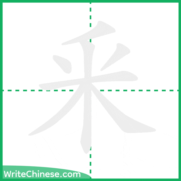 中国語の簡体字「釆」の筆順アニメーション