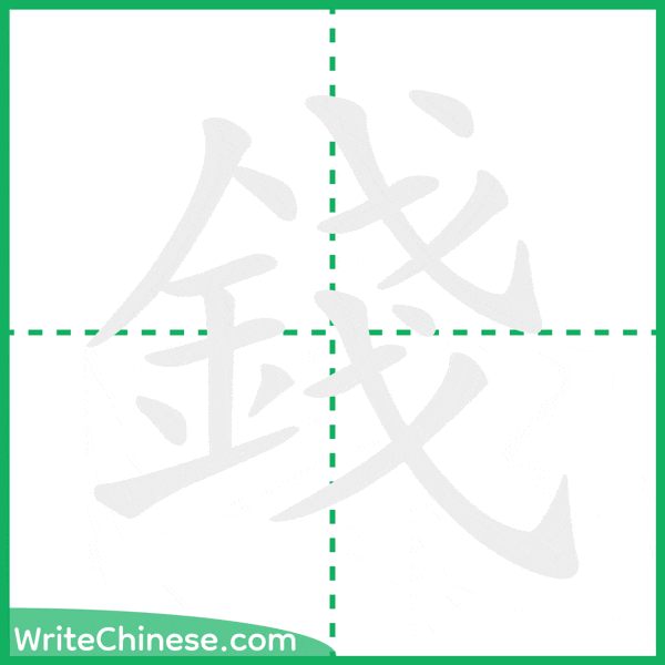 錢 ลำดับขีดอักษรจีน