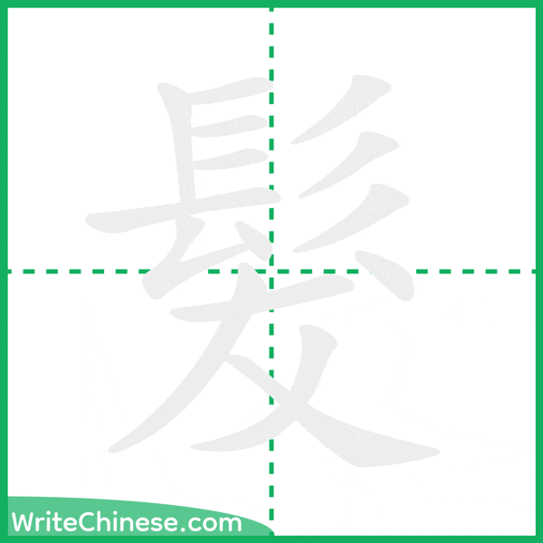 中国語の簡体字「髮」の筆順アニメーション