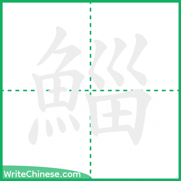 中国語の簡体字「鯔」の筆順アニメーション
