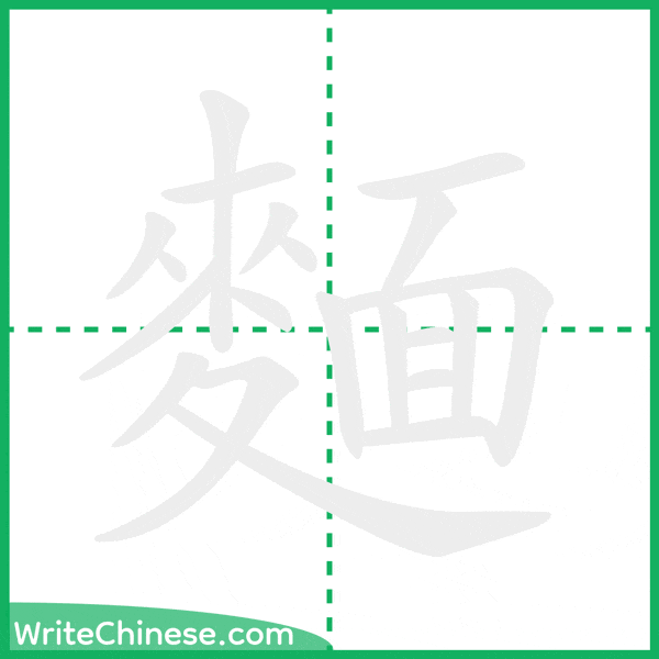 麵 ลำดับขีดอักษรจีน