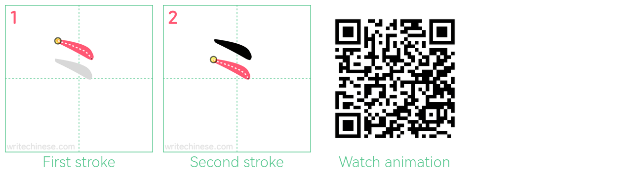 ⺀ step-by-step stroke order diagrams