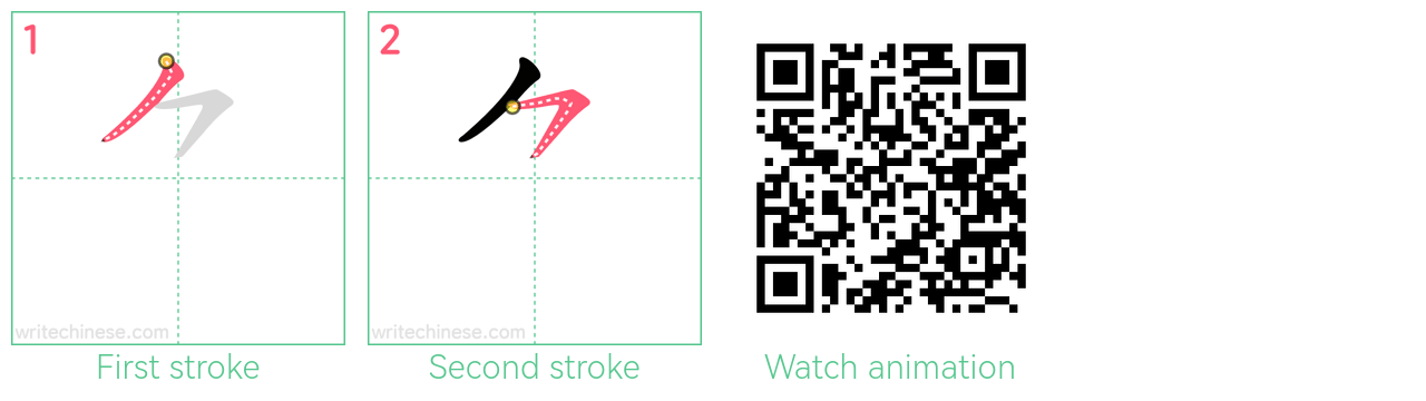 ⺈ step-by-step stroke order diagrams