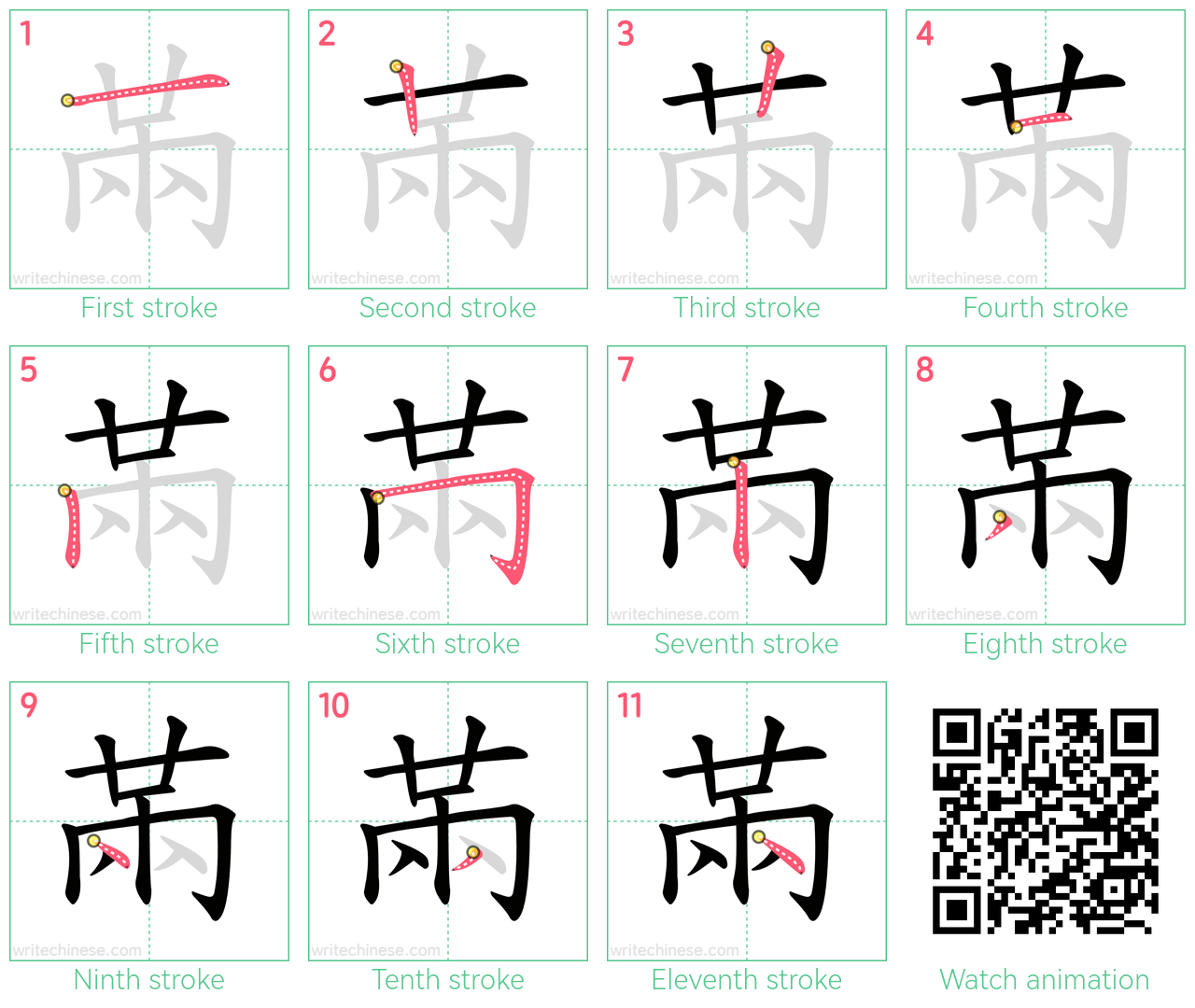 㒼 step-by-step stroke order diagrams