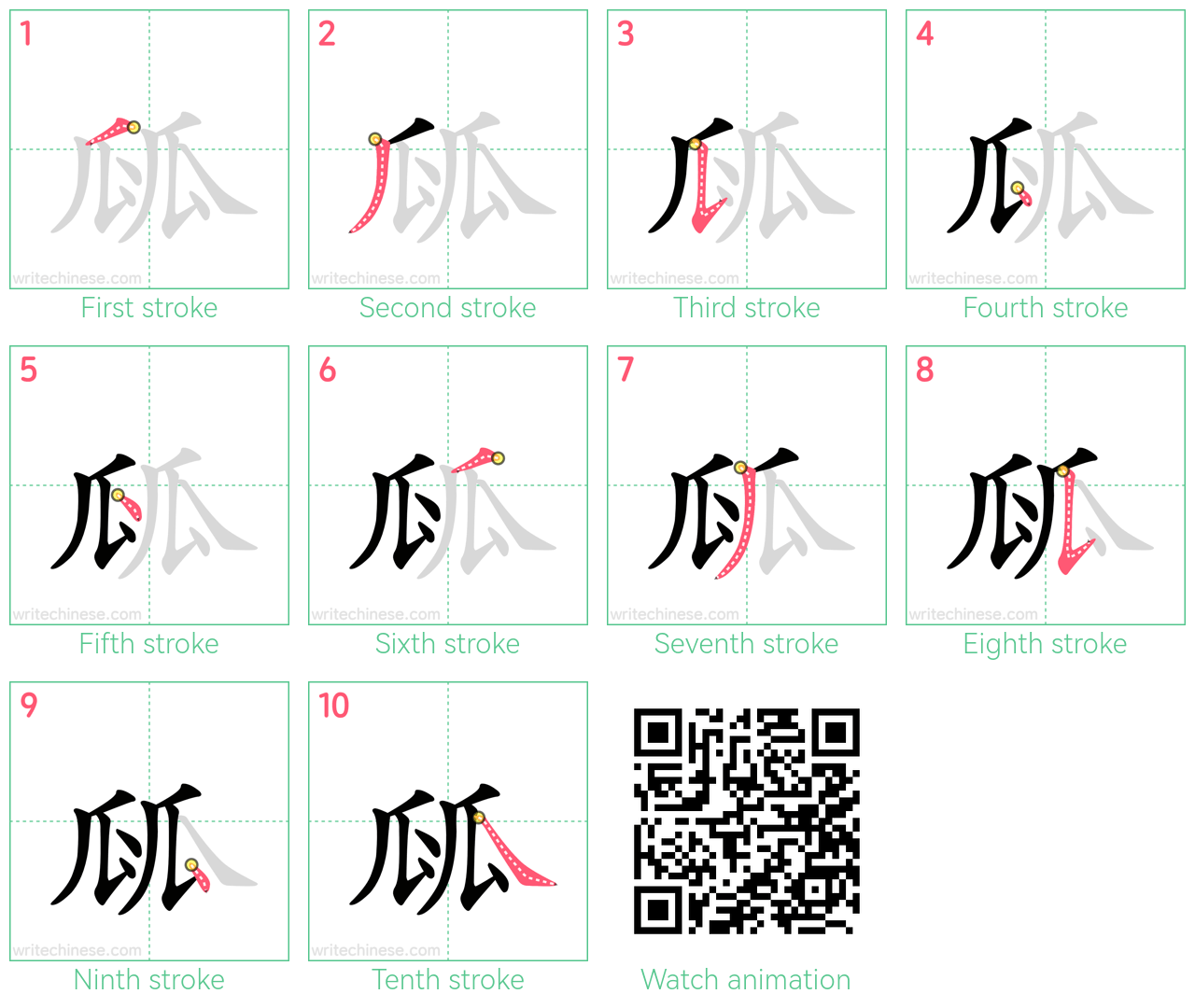 㼌 step-by-step stroke order diagrams