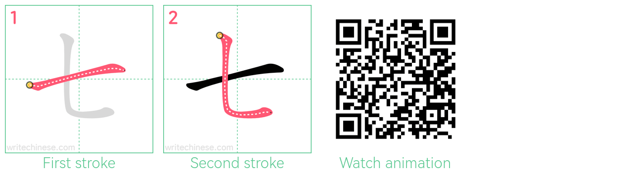 七 step-by-step stroke order diagrams