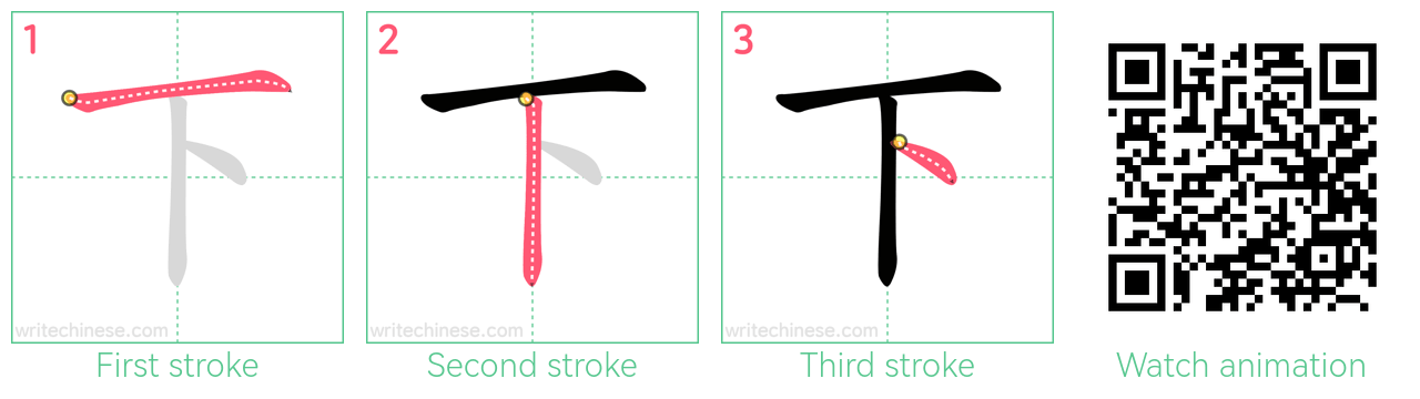 下 step-by-step stroke order diagrams