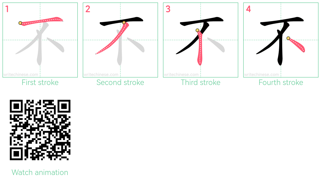 不 step-by-step stroke order diagrams