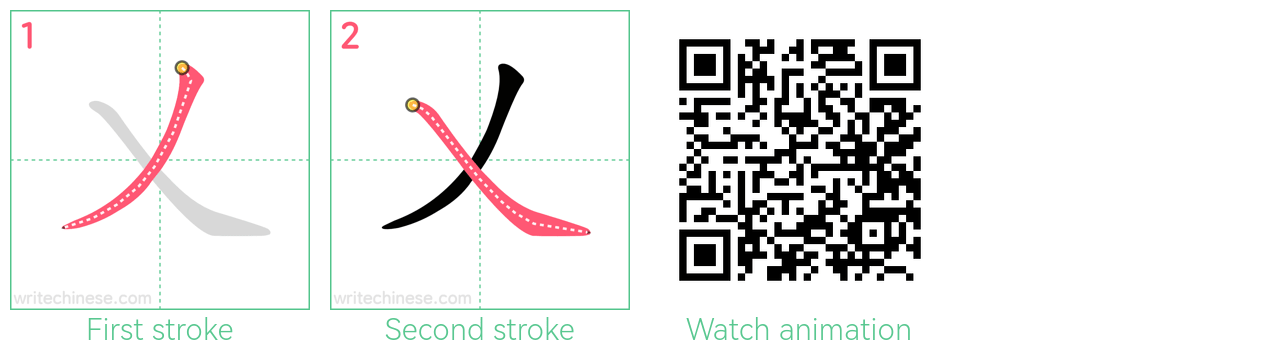 乂 step-by-step stroke order diagrams