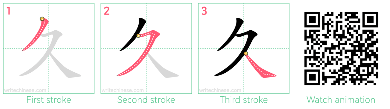 久 step-by-step stroke order diagrams
