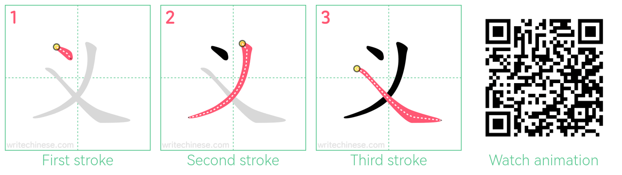 义 step-by-step stroke order diagrams