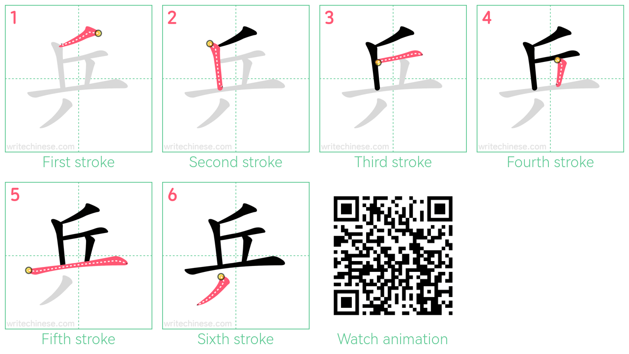 乒 step-by-step stroke order diagrams