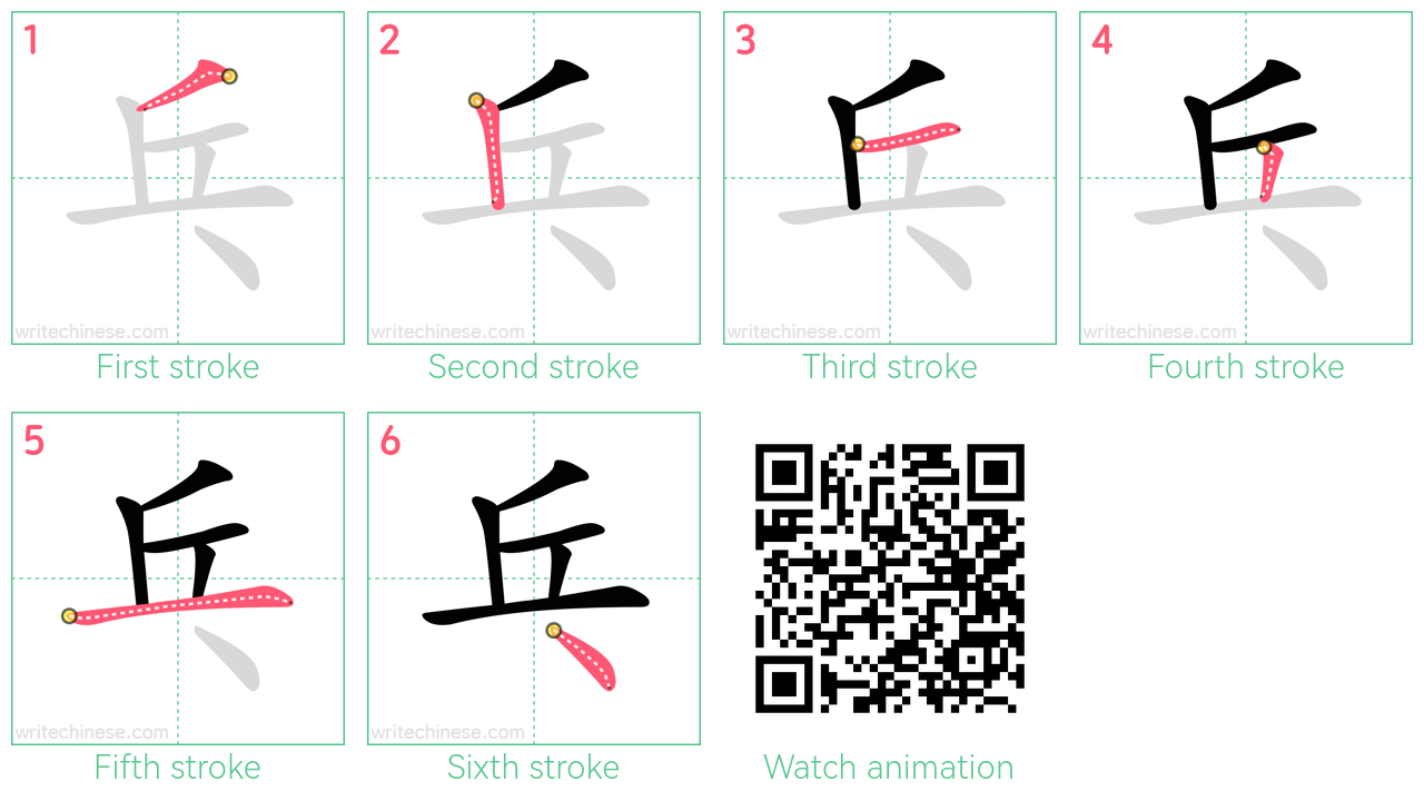 乓 step-by-step stroke order diagrams